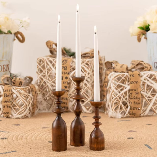 wooden brown decorative candle holder details
