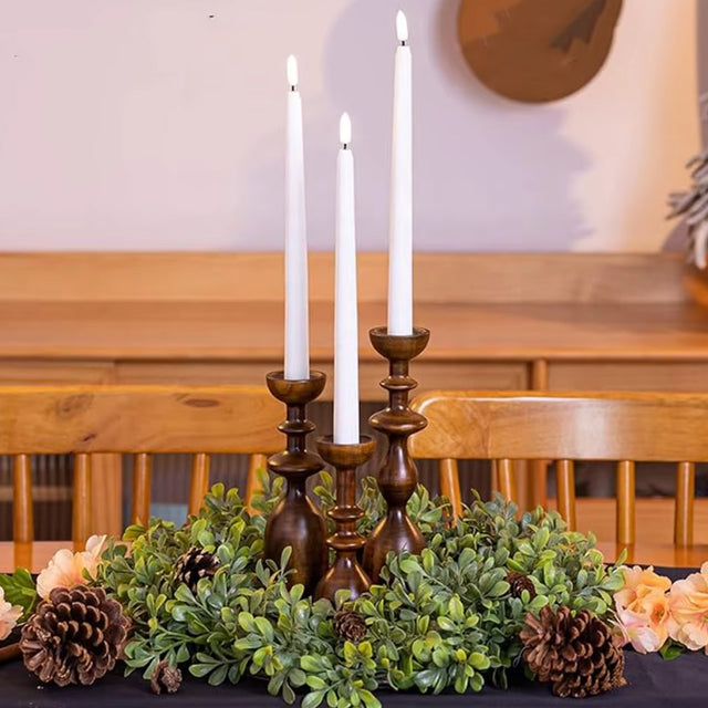 wooden brown decorative candle holder details