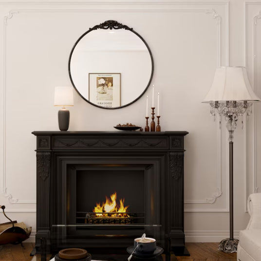 wooden brown decorative candle holder on the fireplace