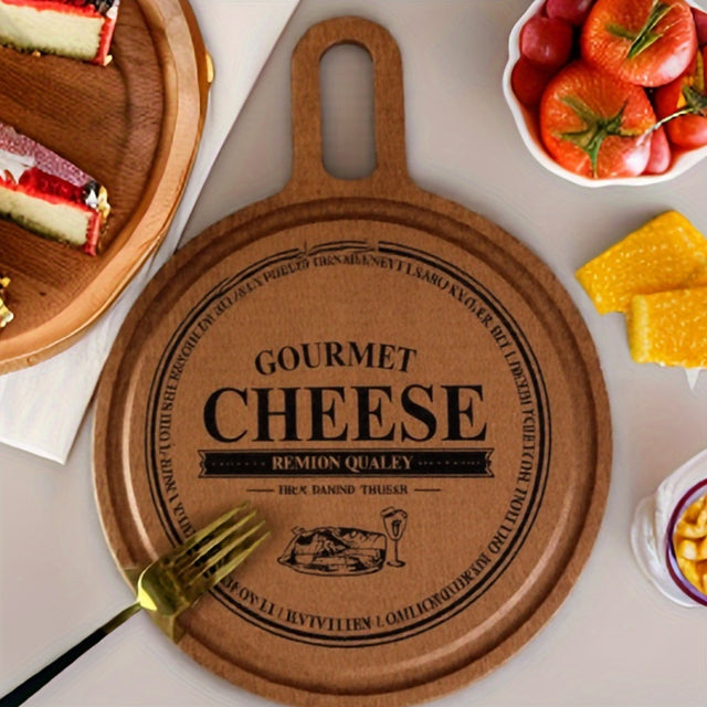 wooden brown round cutting board on the table