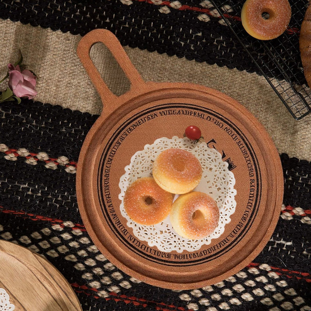 wooden brown round cutting board serve desserts