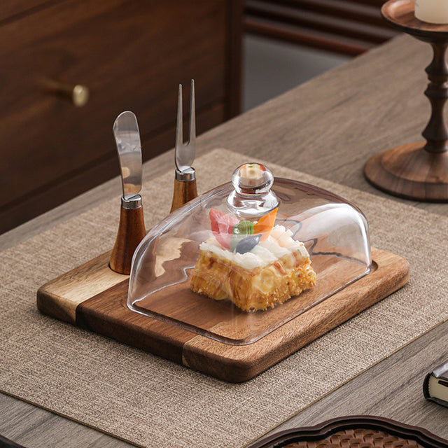 wooden butter dish on the dining table