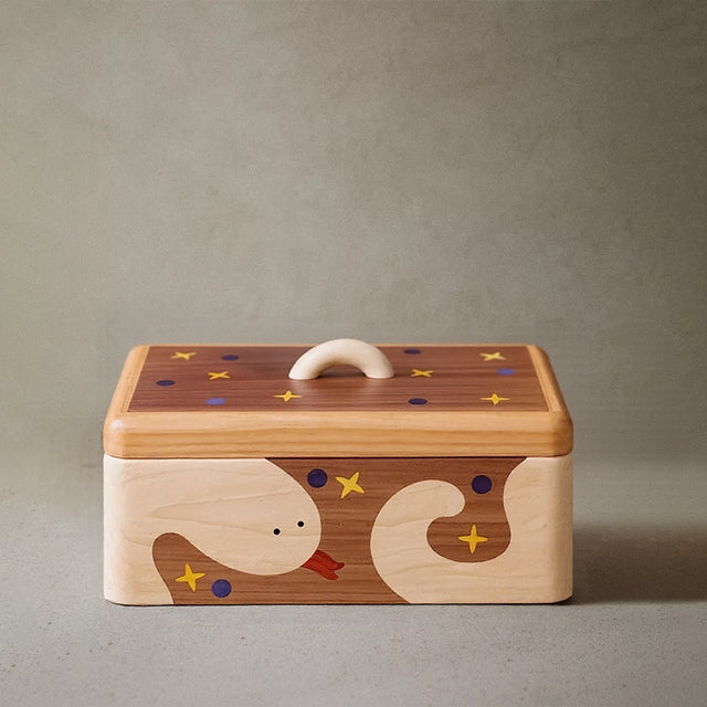 wooden cartoon compartment storage box