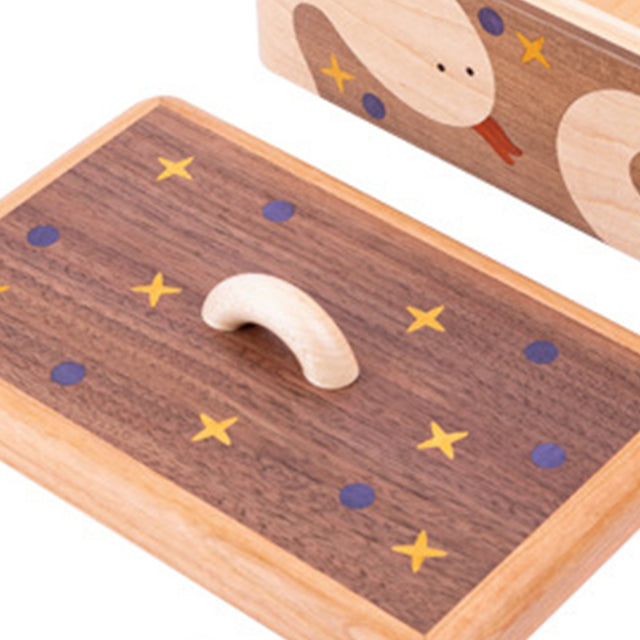 wooden cartoon compartment storage box details