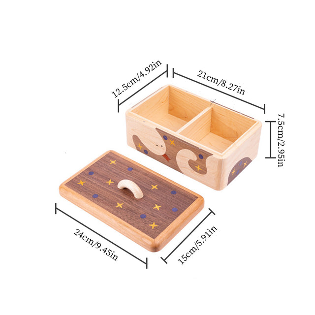 wooden cartoon compartment storage box size chart