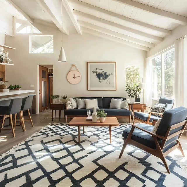 wooden decorative wall clock with hanging rope in the living room