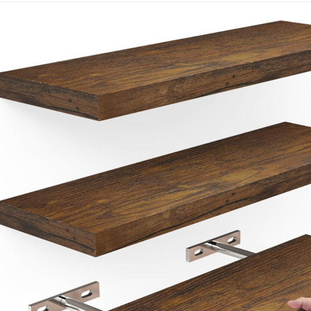 wooden floating shelf details