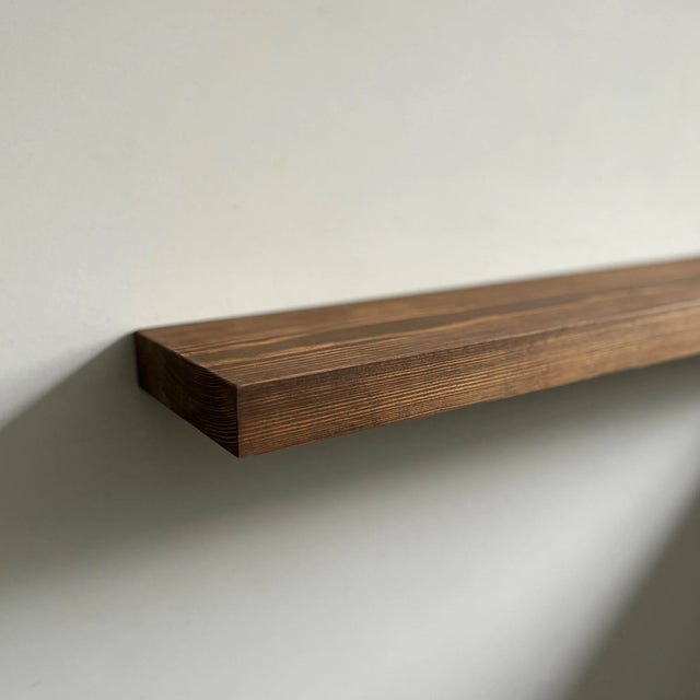 wooden floating shelf details
