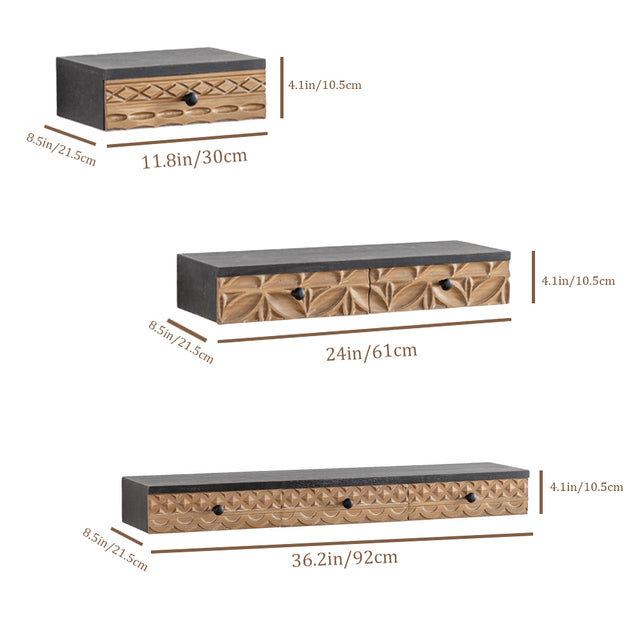 wooden floating wall shelf size chart