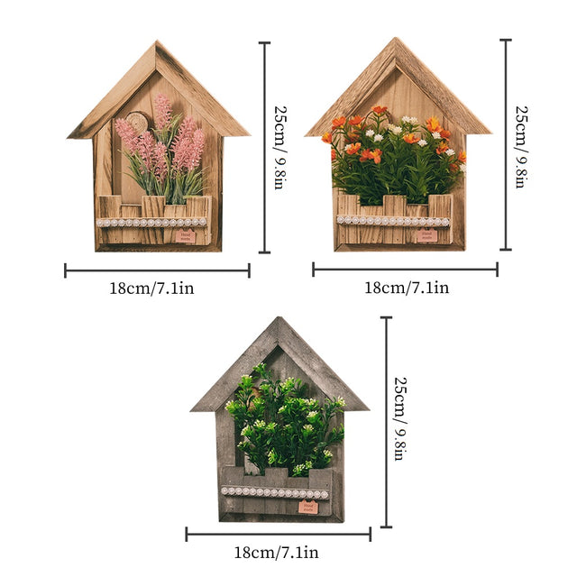 wooden hanging decorative basket with simulation flowers size chart