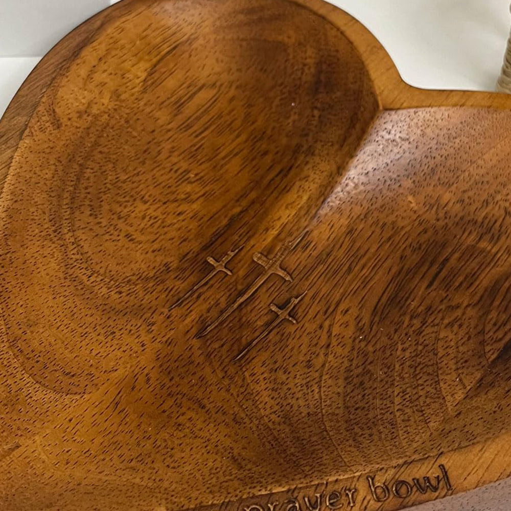 wooden prayer bowl details