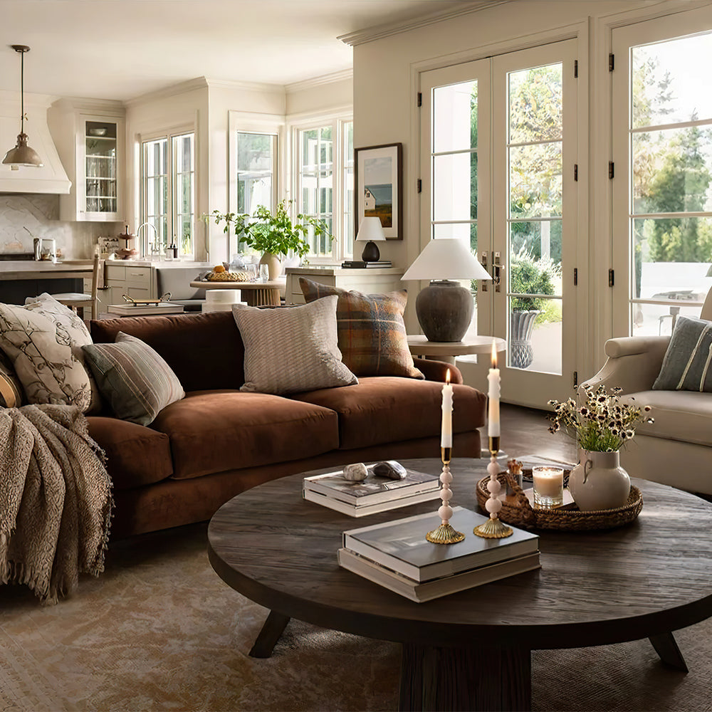 wooden roman column decorative candlestick in the living room