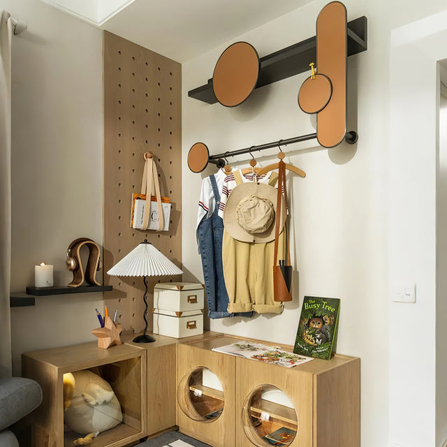 wooden star shaped decorative pen holder on the cabinet