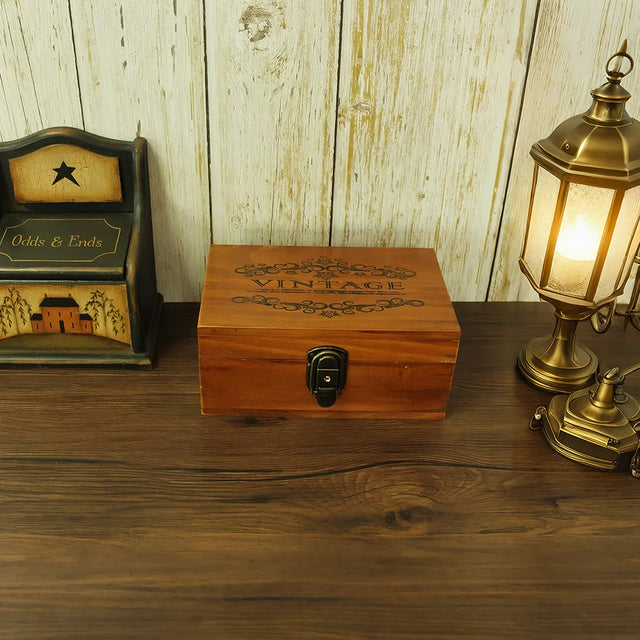 wooden storage box on the table