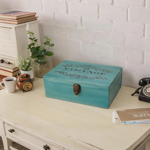 wooden storage box on the table
