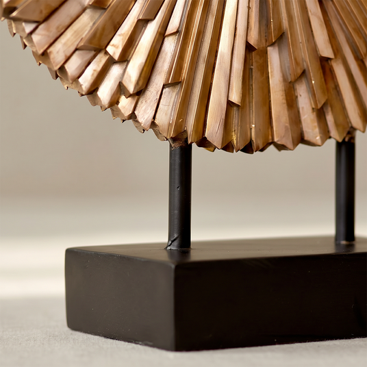 wooden sunburst sculpture base detail