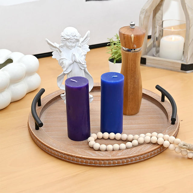 wooden tray displaying decors