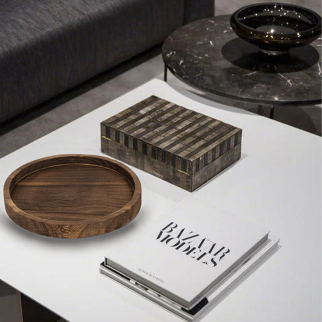 wooden tray on the table