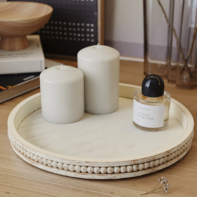 wooden tray on the table