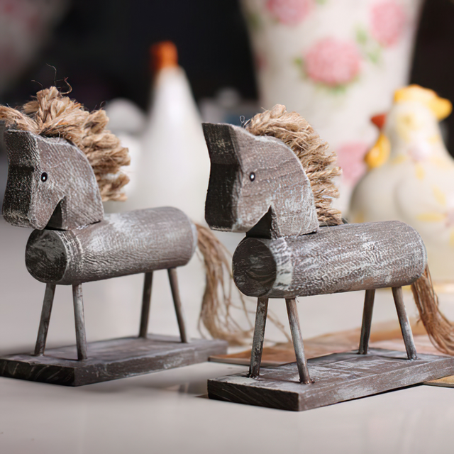 wooden trojan horse decor on the table