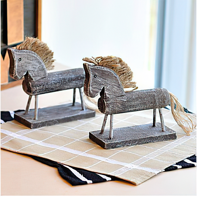 wooden trojan horse decor on the table