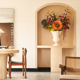 10.63″ Sunflower Faux Flower Indoor Outdoor Decor In The White Vase On The Console Table 091039