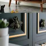 handle on dark cabinet