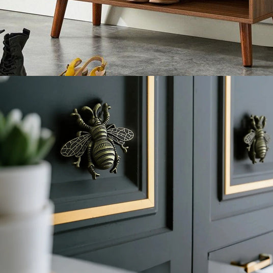 handle on dark cabinet