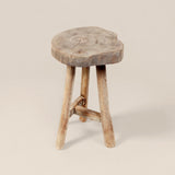Handcrafted Rustic Solid Wood Bar Stool with Natural Finish