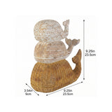 Stacked Whale Trio, Coastal Whitewashed & Woven Rattan-Look Resin Sculpture