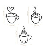 3 piece iron wire coffee cup wall decor size chart