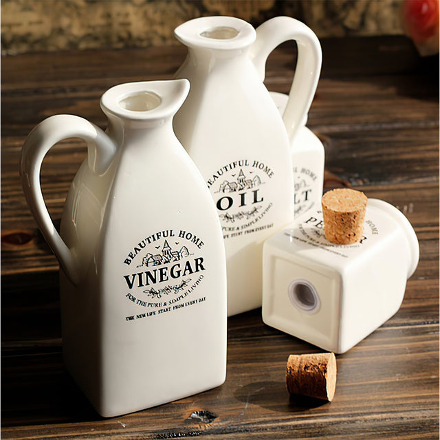 4 piece ceramic seasoning bottle set details