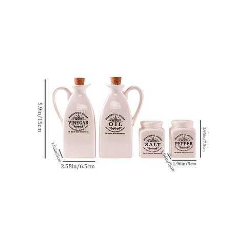 4 piece ceramic seasoning bottle set size chart