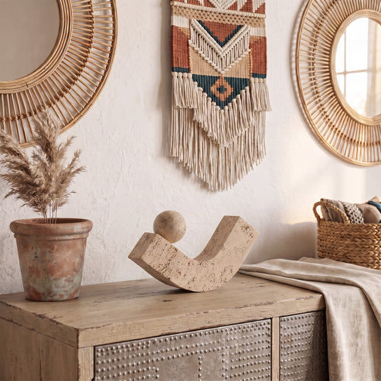 Abstract Arch Sculpture On Wooden Chest