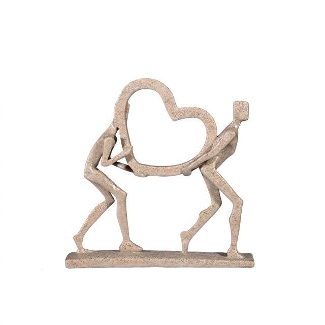 Abstract Couple Holding Heart Sculpture