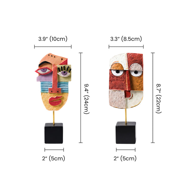 Abstract Face Sculptures With Size