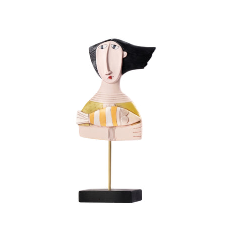 Abstract Woman Holding Fish Sculpture