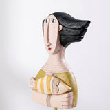 Abstract Woman Holding Fish Side View
