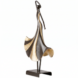Abstract Dancer Sculpture – Black & Gold Metal Dancing Figure Statue for Console Table, Mantel & Modern Home Decor