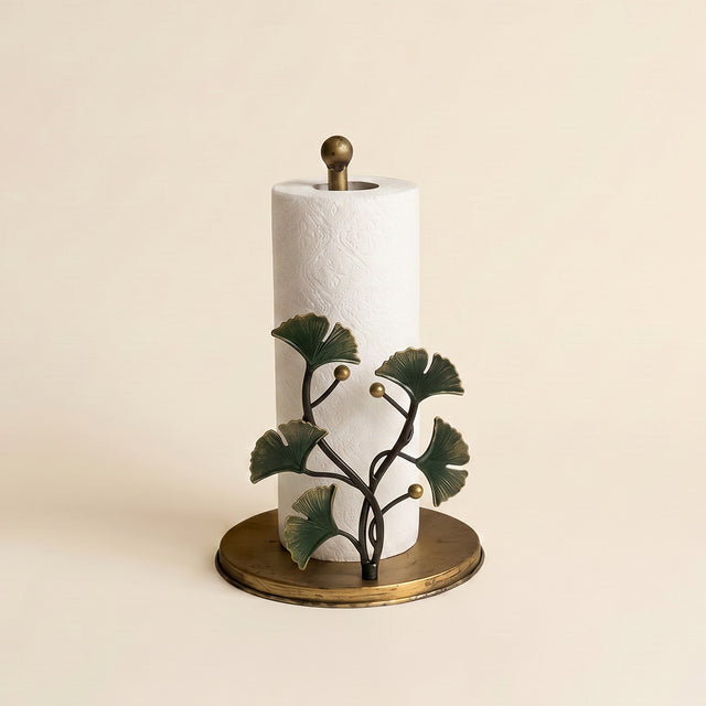 Antique Brass Ginkgo Leaf Paper Towel Holder