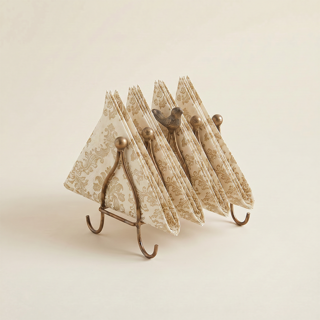 Antique Gold Bird Metal Napkin Holder