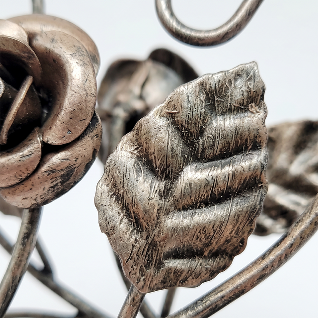 Antique Pewter Leaf Texture Close Up