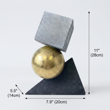 Geometric Balance Sculpture – Modern Resin Tabletop Art Figurine | Gold, Silver & Charcoal Tones, Office & Living Room Décor, Unique Housewarming Gift
