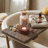 Genuine Gemstone Heart Tealight Holder – Real Red Jasper, Peridot or Tiger's Eye Chips – Romantic Décor for Bedroom, Bathroom & Wedding Centerpiece