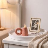 Ceramic Taper Candle Holder — Sculptural Cone & Ring Candlestick for Mantel, Shelf & Tabletop, Modern Minimalist Accent