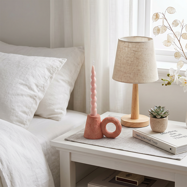 Ceramic Taper Candle Holder — Sculptural Cone & Ring Candlestick for Mantel, Shelf & Tabletop, Modern Minimalist Accent