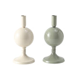 Modern Glossy Metal Ball Taper Candle Holder Set of 2, Powder Coated Sphere Pedestal Candlestick Holders for Dining Table Centerpiece