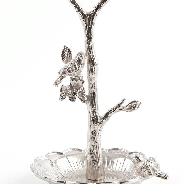 Tree Branch Jewelry Stand with Bird Accents, Zinc Alloy Ring Holder Dish