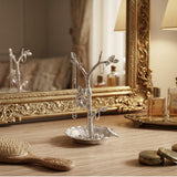 Tree Branch Jewelry Stand with Bird Accents, Zinc Alloy Ring Holder Dish