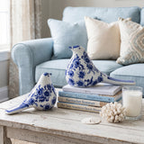 Bird figurines on rustic living coffee table